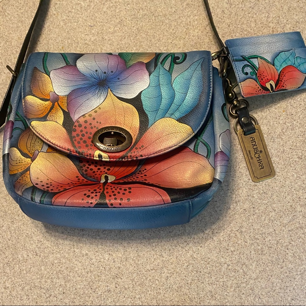 Anuschka shoulder bag with Attachable ID wallet